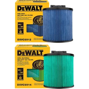 DEWALT Shop Vac Filters, DXVC6914 Replacement Filter Bundle with DXVC6912 Replacement Filter for Dewalt 6-16 Gallon Wet and Dry Vacuum, High Efficiency Cartridge Filter