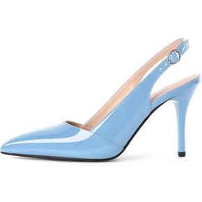Esvowido Womens Slingback Heels 3.5 Inch Pointed Toe Pumps Adjustable Strap Slip-on High Heels Wedding Party Dress Shoes