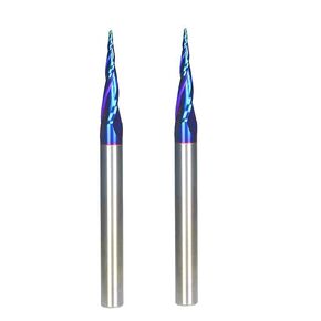 1/4 inch Shank Milling Cutters Ball Nose Up Cut CNC Router Bits 2D and 3D Carving Tapered Angle 6.2Deg Tapered Angle Ball tip with 3 inch Over Length BRB362