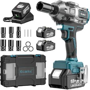 Ecarke Cordless Impact Wrench 1/2 inch for Makita, 900FT-LBS (1200N.m), Brushless Electric Gun Includes LED Work Light, High Torque 2100RPM Impact Driver, Bare 2 * 5AH Battery