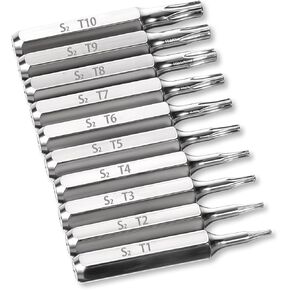 10PCS Security Torx Bit Set, Precision Torx Bit Set T1 - T10 Miniature Screwdriver Bits Star Bits Set Hex Bit Set 28mm Length Premium S2 Alloy Steel Bit Set for Car Truck Engine Motorcycle Cell Phone