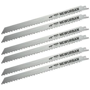 NEWURBAN 6 Pack 12 in (300mm) / 3TPI Stainless Steel Reciprocating Saw Blades for Frozen Meat Bone Food Cutting