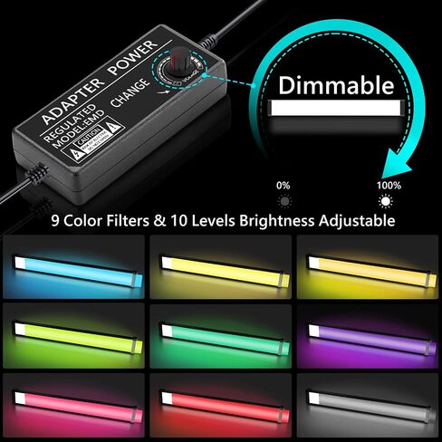 Led Video Lighting Kit with Wand Stick - Photography Studio Light,Adjustable Tripod Stand,Vallkay 9 Color Filters 5600K Dimmable Portable Stand for Live Streaming/Portrait Photo/Vlog, Black (D4002) in Saudi Arabia
