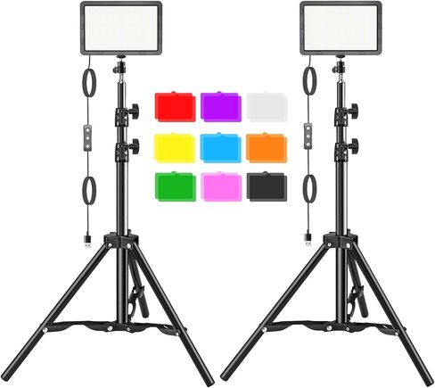 Led Video Lighting Kit with Wand Stick - Photography Studio Light,Adjustable Tripod Stand,Vallkay 9 Color Filters 5600K Dimmable Portable Stand for Live Streaming/Portrait Photo/Vlog, Black (D4002) in Saudi Arabia