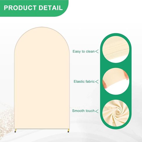 Metal Arch Backdrop Stand and Cover Set, 6FT White Reusable Spandex Fitted Backdrop Cover and Gold Wedding Arch Frame for Baby Shower, Birthday, Parties Decoration. in Kuwait