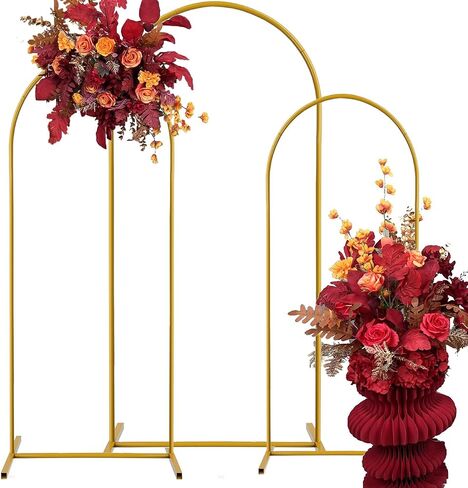 Pack of 3 Arch Backdrop Stand Gold Metal Arch Stand Fitted Wedding Arch Frame for Baby Shower Bridal Shower Birthday Party Gender Reveal Backdrop Decoration (6/6.6/7.2ft) in Saudi Arabia