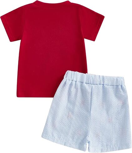 Toddler Baby Boys Baseball Outfits Embroidery Short Sleeve T Shirts and Plaid Shorts Set 2Pcs Summer Clothes Sets in Saudi Arabia