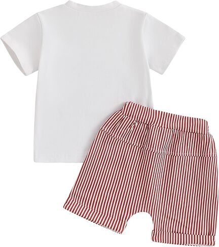 Toddler Baby Boys Baseball Outfits Embroidery Short Sleeve T Shirts and Plaid Shorts Set 2Pcs Summer Clothes Sets in Saudi Arabia