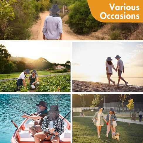 Mosquito Head Net Hat - Sun Hat Bug Net for Head, Mosquito Hats with Hidden Netting and Neck Flap, for Gardening Beekeeper Fishing Hiking Safari, Men & Women Grey in Kuwait