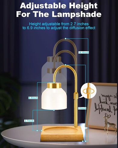 Candle Warmer Lamp with Timer - Upgraded Candle Warming Lamp with Dimmable, Adjustable Height - Electric Candle Burne Lamp for Any Size Jar Candles, Ideal Gift Choice (2 Bulbs Included) in Saudi Arabia
