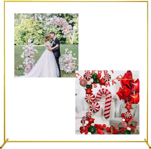 Gold Wedding Arch Backdrop Stand, 6.6FT*6.6FT Square Balloon and Flower Metal Aluminum Frame for Ceremony, Anniversary, Party, Baby Shower Photo Booth Decoration. in Kuwait