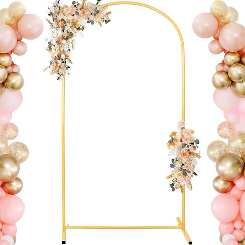7.2FT Adjustable Balloon Party Arch Backdrop Stand and Double Sided Color Cover and 18LBS Water Weight Bag and Portable Storage Bag Set, Gold Metal Birthday Arch Backdrop Stand for Any Event Decor in Saudi Arabia