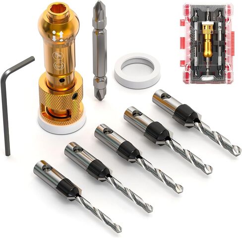 3pcs countersink bit pricket مع توقف عمق بت قابل للتعديل 1/4 "سداسي سداسي ، HSS M2 بتات مدببة 1/8" 9/64 " in Saudi Arabia
