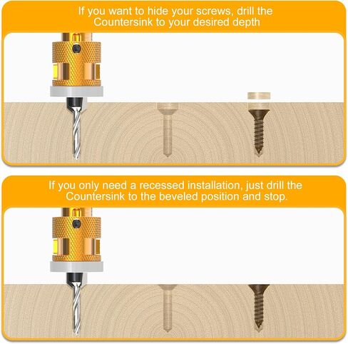 3pcs countersink bit pricket مع توقف عمق بت قابل للتعديل 1/4 "سداسي سداسي ، HSS M2 بتات مدببة 1/8" 9/64 " in Saudi Arabia
