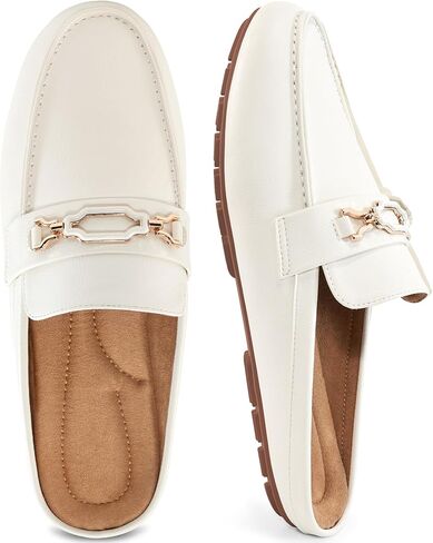 Ablanczoom Mules for Women Flat Shoes: Comfortable Slip on Flats for Womens Mule Metal Chain Backless Loafers Business Casual Shoe in Kuwait