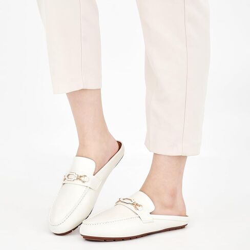 Ablanczoom Mules for Women Flat Shoes: Comfortable Slip on Flats for Womens Mule Metal Chain Backless Loafers Business Casual Shoe in Kuwait