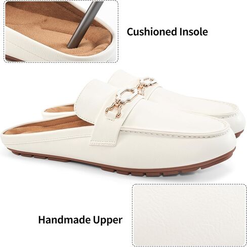 Ablanczoom Mules for Women Flat Shoes: Comfortable Slip on Flats for Womens Mule Metal Chain Backless Loafers Business Casual Shoe in Kuwait