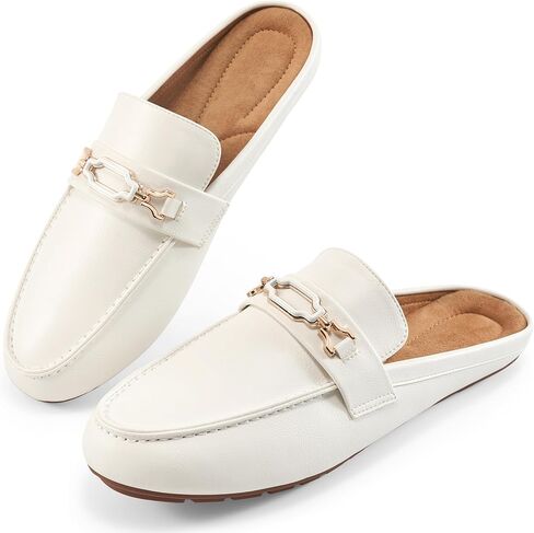 Ablanczoom Mules for Women Flat Shoes: Comfortable Slip on Flats for Womens Mule Metal Chain Backless Loafers Business Casual Shoe in Kuwait