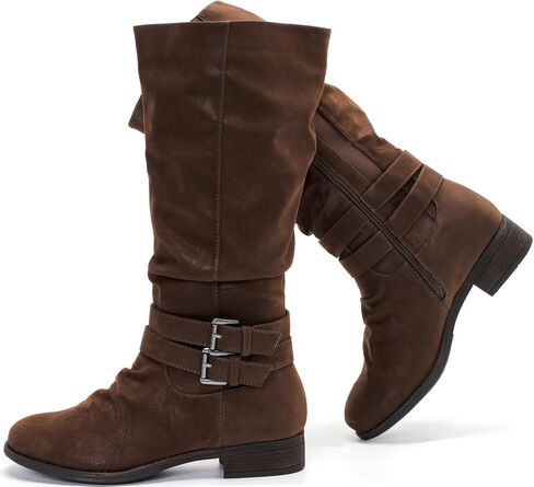 Women's Extra Wide Calf Knee High Boots. | Wide Width, Round Toe, Slouchy Design, Block Heel. in Saudi Arabia