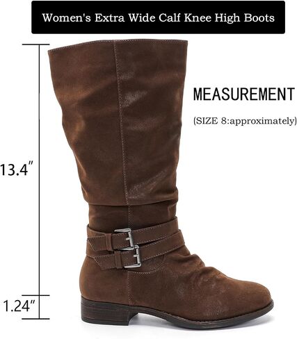 Women's Extra Wide Calf Knee High Boots. | Wide Width, Round Toe, Slouchy Design, Block Heel. in Saudi Arabia