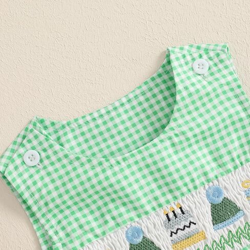 Newborn Baby Boy First Birthday outfit Baseball Embroidery Sleeveless Romper Bubble Plaid Bodysuit Summer Clothes in Saudi Arabia