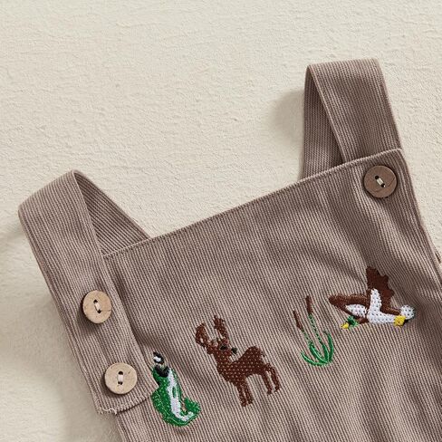 Infant Baby Hunting Clothes Duck Deer Embroidery Sleeveless Corduroy Romper Camo Overalls Vintage Baby Boy Clothes in Saudi Arabia