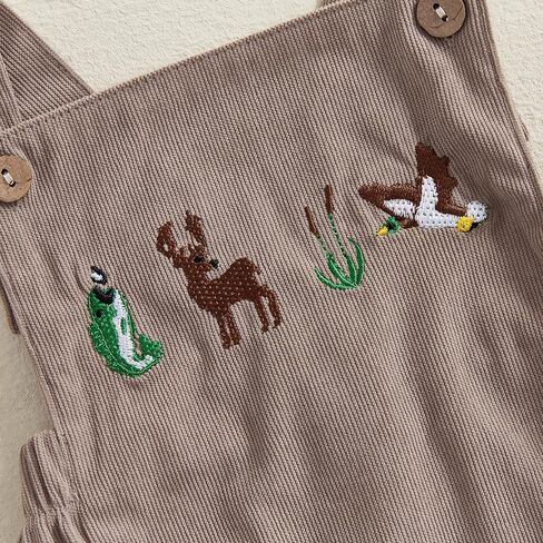 Infant Baby Hunting Clothes Duck Deer Embroidery Sleeveless Corduroy Romper Camo Overalls Vintage Baby Boy Clothes in Saudi Arabia