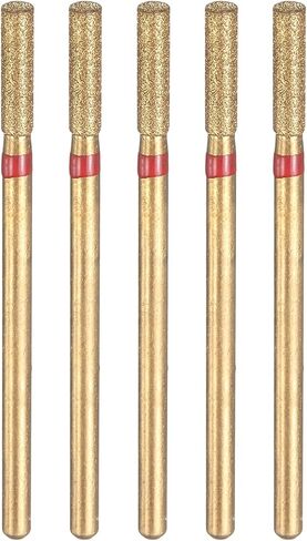 HARFINGTON 5pcs 325-400 Grits Diamond Grinding Bit 1.35mm Cylinder Head 2.35mm Shank 5mm Length Titanium Plated Stone Sanding Drill Bits Rotary Tool for Nails Grinding Polishing in Kuwait