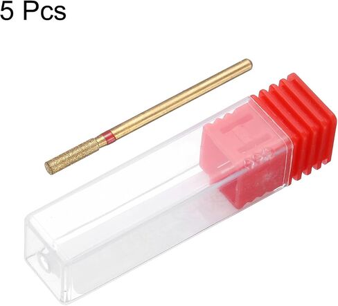 HARFINGTON 5pcs 325-400 Grits Diamond Grinding Bit 1.35mm Cylinder Head 2.35mm Shank 5mm Length Titanium Plated Stone Sanding Drill Bits Rotary Tool for Nails Grinding Polishing in Kuwait