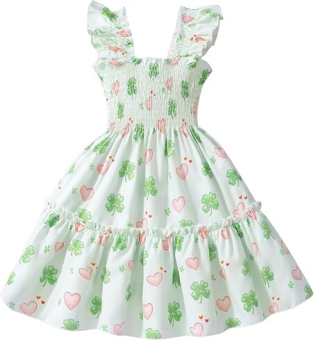 Tkria Little Girls Summer Dress Toddler Shuffle Sleeve Sundress A-Line Discal Swing Dresses Playwer in Saudi Arabia