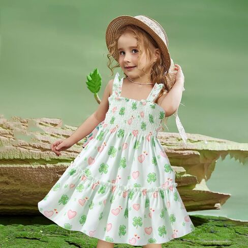 Tkria Little Girls Summer Dress Toddler Shuffle Sleeve Sundress A-Line Discal Swing Dresses Playwer in Saudi Arabia