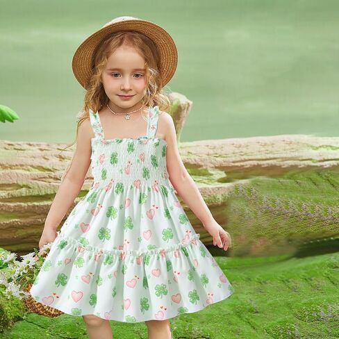 Tkria Little Girls Summer Dress Toddler Shuffle Sleeve Sundress A-Line Discal Swing Dresses Playwer in Saudi Arabia