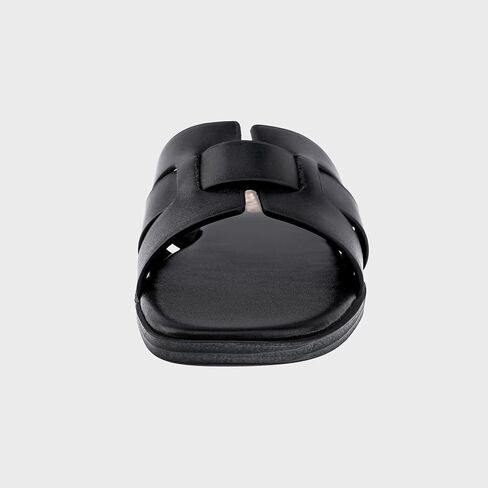 Flat Sandals for Women 2025 Dressy Summer Leather Slides with Square Open Toe in Kuwait