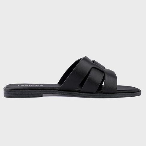 Flat Sandals for Women 2025 Dressy Summer Leather Slides with Square Open Toe in Kuwait