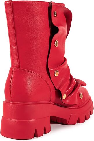Atuelang Women's Slouchy Fold Over Boots Platform Wide Calf Shark Boots Pull On Fashion Short Booties in Kuwait