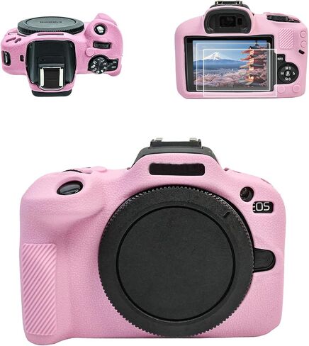 EOS R100 Camera Case Accessories Kit - Silicone Protective Case for Canon eos R100[Green] & LCD Screen Protector for Canon R100[2 Packs] & Camera Hot Shoe Cover for R100 in Saudi Arabia