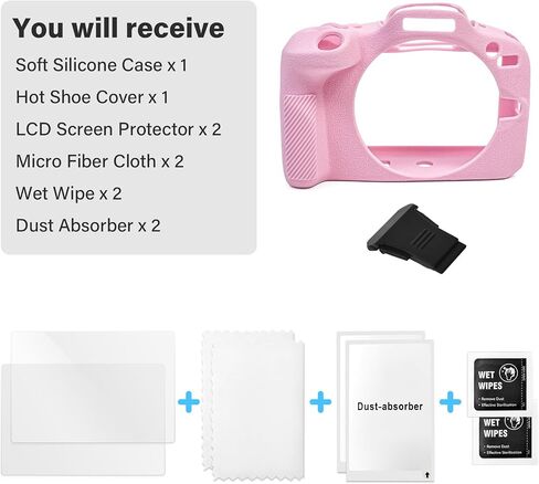 EOS R100 Camera Case Accessories Kit - Silicone Protective Case for Canon eos R100[Green] & LCD Screen Protector for Canon R100[2 Packs] & Camera Hot Shoe Cover for R100 in Saudi Arabia