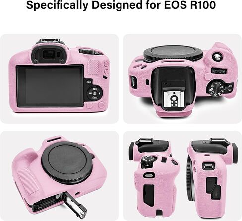 EOS R100 Camera Case Accessories Kit - Silicone Protective Case for Canon eos R100[Green] & LCD Screen Protector for Canon R100[2 Packs] & Camera Hot Shoe Cover for R100 in Saudi Arabia