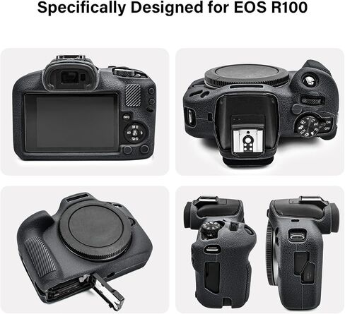 EOS R100 Camera Case Accessories Kit - Silicone Protective Case for Canon eos R100[Green] & LCD Screen Protector for Canon R100[2 Packs] & Camera Hot Shoe Cover for R100 in Saudi Arabia