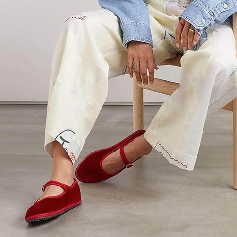 Velvet Ballet Flats for Women Suede Round Toe Cute Mary Jane Flats Slip On Casual Dressy Comfortable Ballerina Shoes in Saudi Arabia