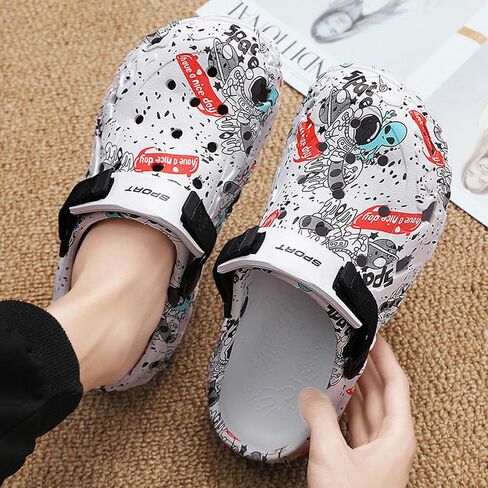 SECHRITE Men's Clogs Athletic Sports Outdoor Slip-on Mules with Cushion Beach Non Slip Home Sandals with Adjustable Back Strap - River Edge in Saudi Arabia