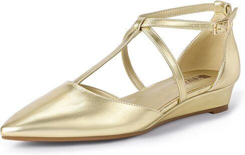 IDIFU Strappy Flat Shoes Pointed Closed Toe Dress Shoes for Women Buckle Ankle T Strap Wedge Flats Wedding Bride Bridal Guest Business Casual Office Prom Dressy Comfortable Formal Women's Flats Shoes in Saudi Arabia