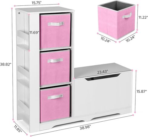 Cowiewie Kids Bookshelf with Reading Nook, Kids Toy Storage Organizers with Safety Hinged Seat, Montessori Wooden Storage Organizer Bench for Bedroom, Playroom and Bedroom - Green in Saudi Arabia