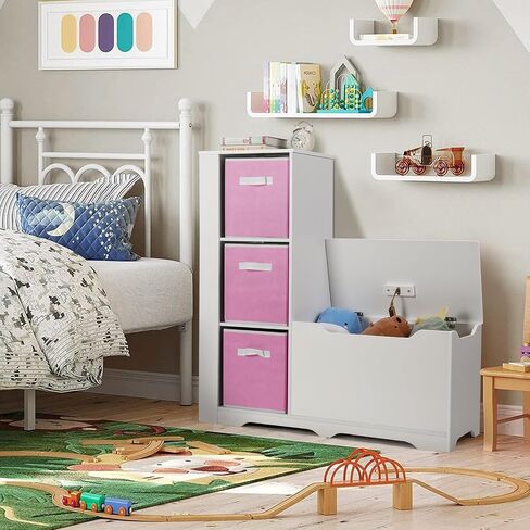 Cowiewie Kids Bookshelf with Reading Nook, Kids Toy Storage Organizers with Safety Hinged Seat, Montessori Wooden Storage Organizer Bench for Bedroom, Playroom and Bedroom - Green in Saudi Arabia