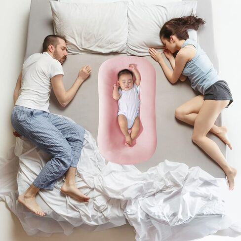 Baby Lounger Cover for Newborn,Loevin Baby Nest Cover Cosleeping for Baby in Bed,Newborn Lounger Cover for Boys & Girls 0-12 Months(Pink) in Saudi Arabia