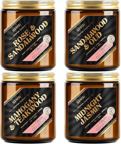 AOOVOO Scented Candles for Home Scented, Wood Wicked Candles Christmas Birthday Gifts for Women Mom Men, Natural Soy Candle | Vanilla Bean Candle, White Jar - 9oz in Kuwait