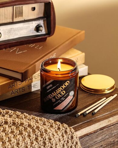 AOOVOO Scented Candles for Home Scented, Wood Wicked Candles Christmas Birthday Gifts for Women Mom Men, Natural Soy Candle | Vanilla Bean Candle, White Jar - 9oz in Kuwait