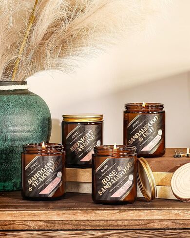 AOOVOO Scented Candles for Home Scented, Wood Wicked Candles Christmas Birthday Gifts for Women Mom Men, Natural Soy Candle | Vanilla Bean Candle, White Jar - 9oz in Kuwait