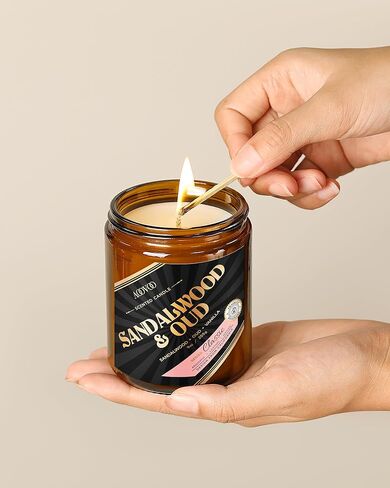 AOOVOO Scented Candles for Home Scented, Wood Wicked Candles Christmas Birthday Gifts for Women Mom Men, Natural Soy Candle | Vanilla Bean Candle, White Jar - 9oz in Kuwait