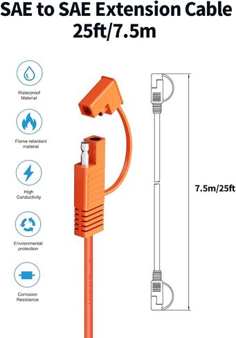 Tonton 12.5FT SAE to SAE Extension Cable 4-Pack, 16AWG Heavy Duty SAE Cable Quick Disconnect Connectors with SAE Polarity Reverse Adapter, Perfect for Automotive, Solar Panel, Battery Charger, RV in Saudi Arabia